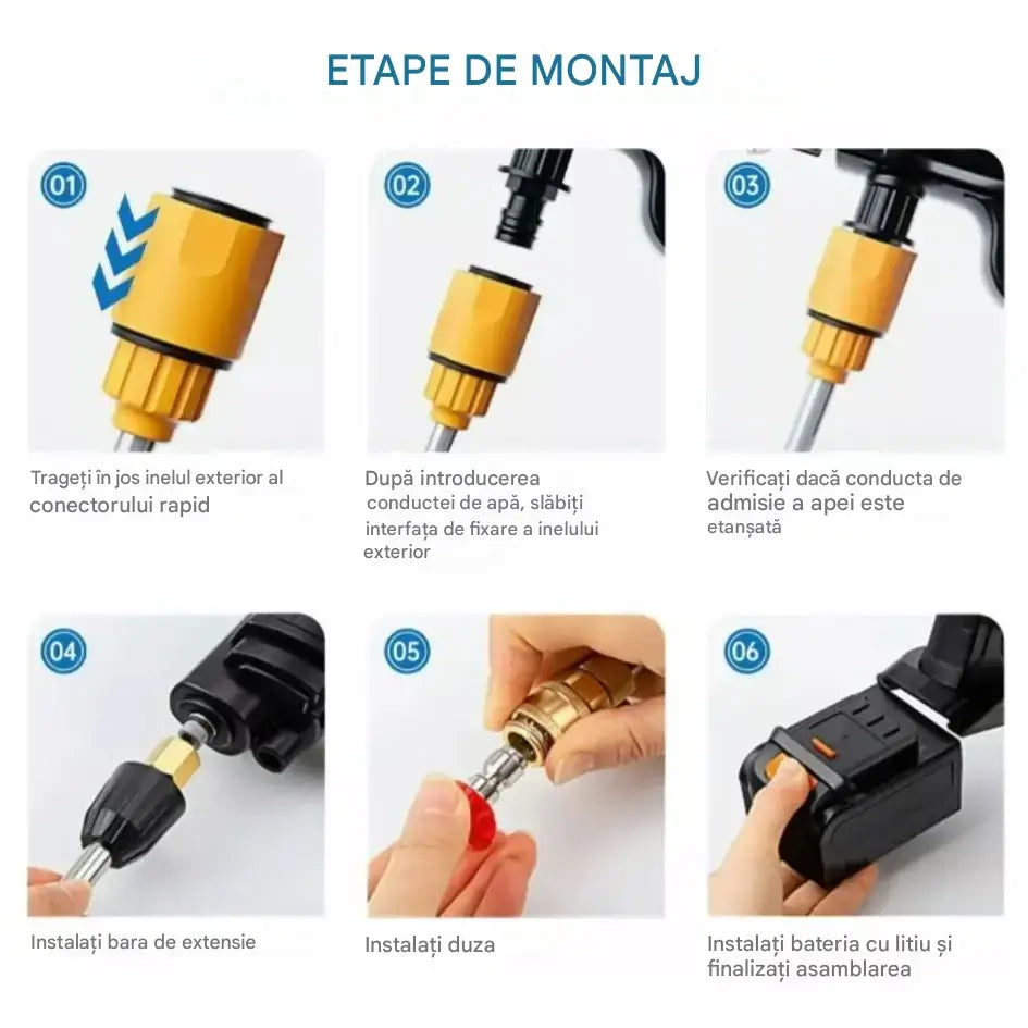 Waterjet Pro™ — Kit complet Hidrolavator portabil care elimină murdăria în câteva secunde, fără cabluri sau curent electric + 2 BATERII GRATUITE