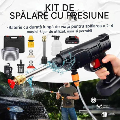 Waterjet Pro™ — Kit complet Hidrolavator portabil care elimină murdăria în câteva secunde, fără cabluri sau curent electric + 2 BATERII GRATUITE