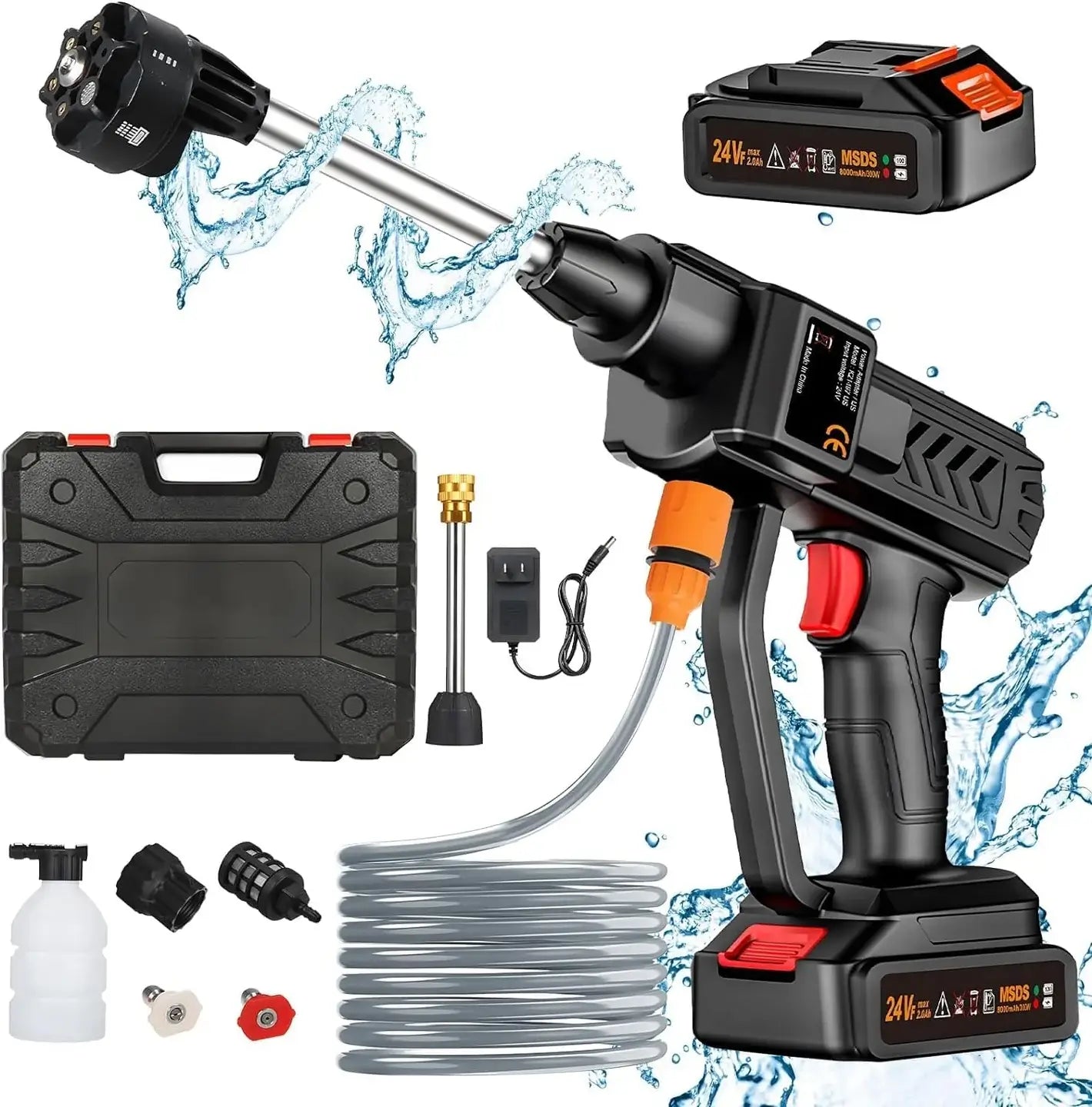Waterjet Pro™ — Kit complet Hidrolavator portabil care elimină murdăria în câteva secunde, fără cabluri sau curent electric + 2 BATERII GRATUITE